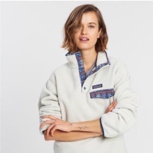 Patagonia Womens Synchilla Snap T Pelican White Stone Blue xs